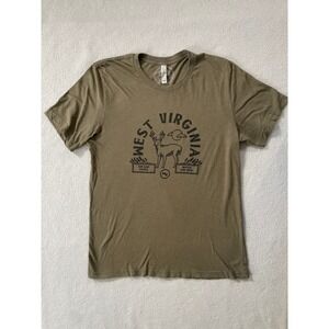Kin Ship Goods Men Large T-Shirt Green West Virginia Watch For Deer Graphic Tee